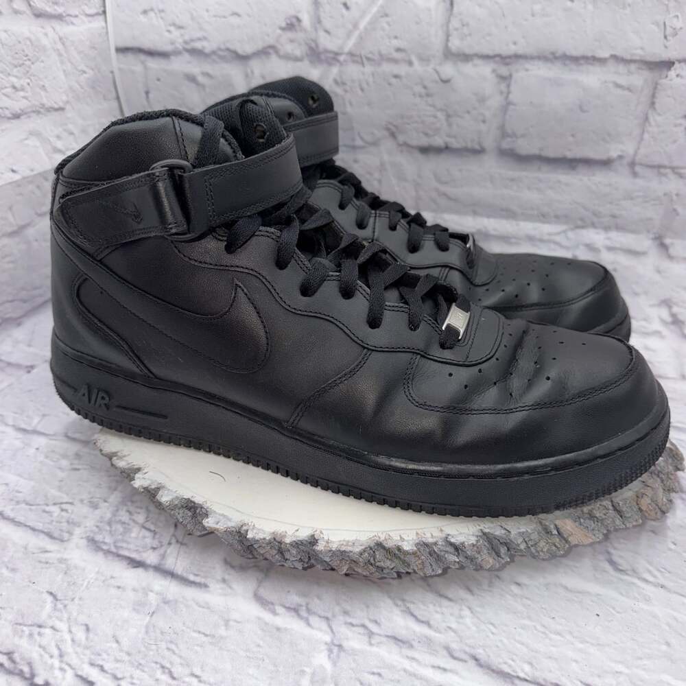 Nike Air Force 1 '07 Mid Triple Black Men's Size US 16 Shoes 315123-001